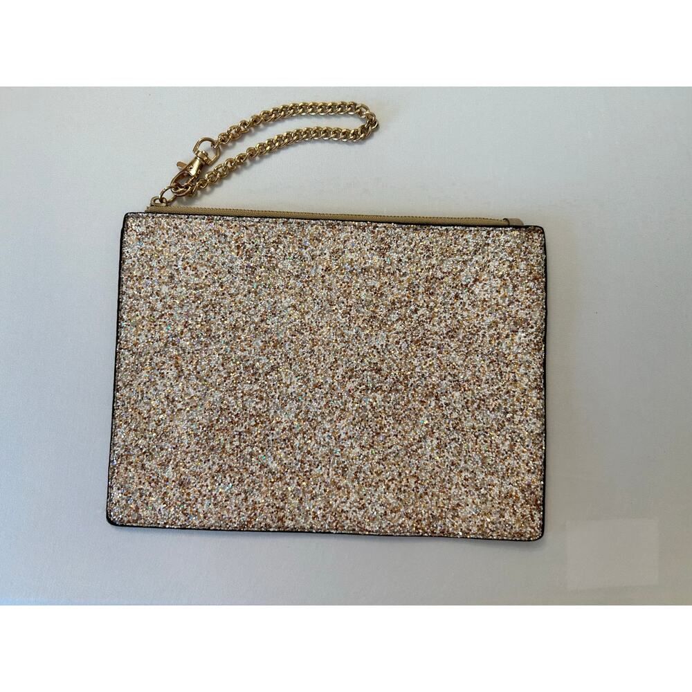 Sparkling Clutch Wristlet Gold White Glitter Textured